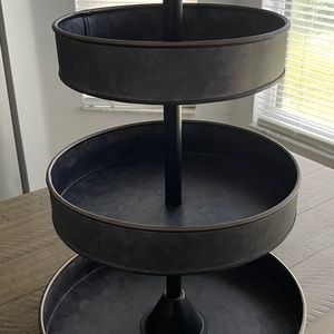 Threshold™ 3 Tier Serving Tray With Brass Border Black